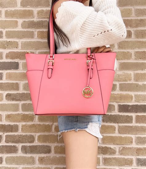 michael kors pink plaid bag|Michael Kors large pink tote.